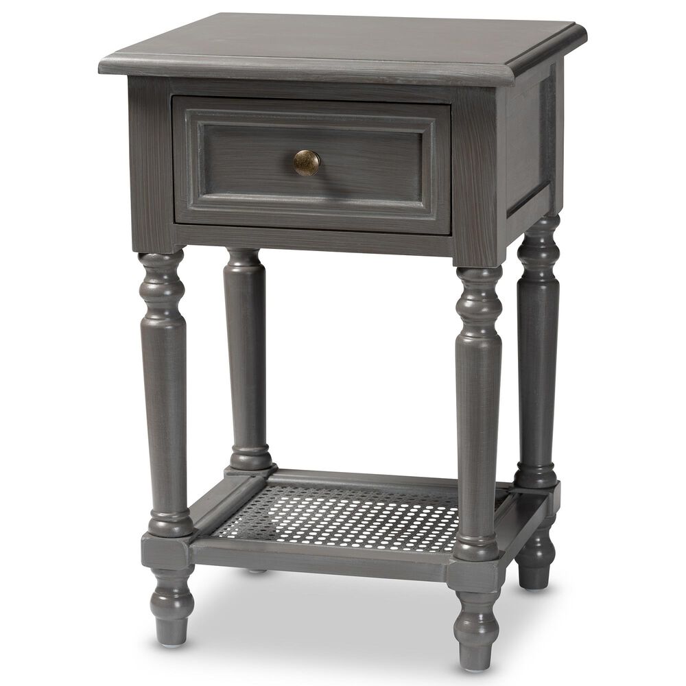 Baxton Studio Sheldon 1 Drawer Nightstand in Grey, , large