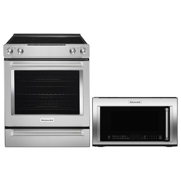 KitchenAid 2-Piece Kitchen Package with 30" Slide-In Convection Range and 1.9 Over-the-Range Microwave in Stainless Steel, , large