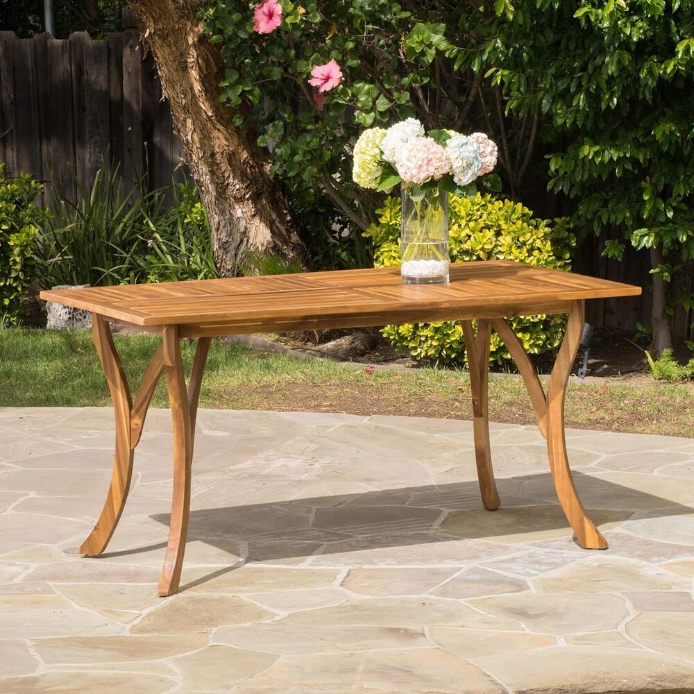 Hearth and Haven Hermosa 7-Piece Outdoor Dining Set with Cream Cushion in Teak, , large
