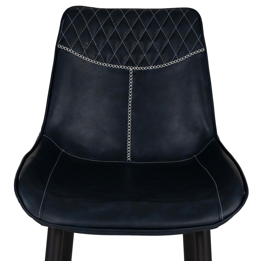 Linon Home Decor Elder 24" Counter Stool with Navy Cushion in Black, , large