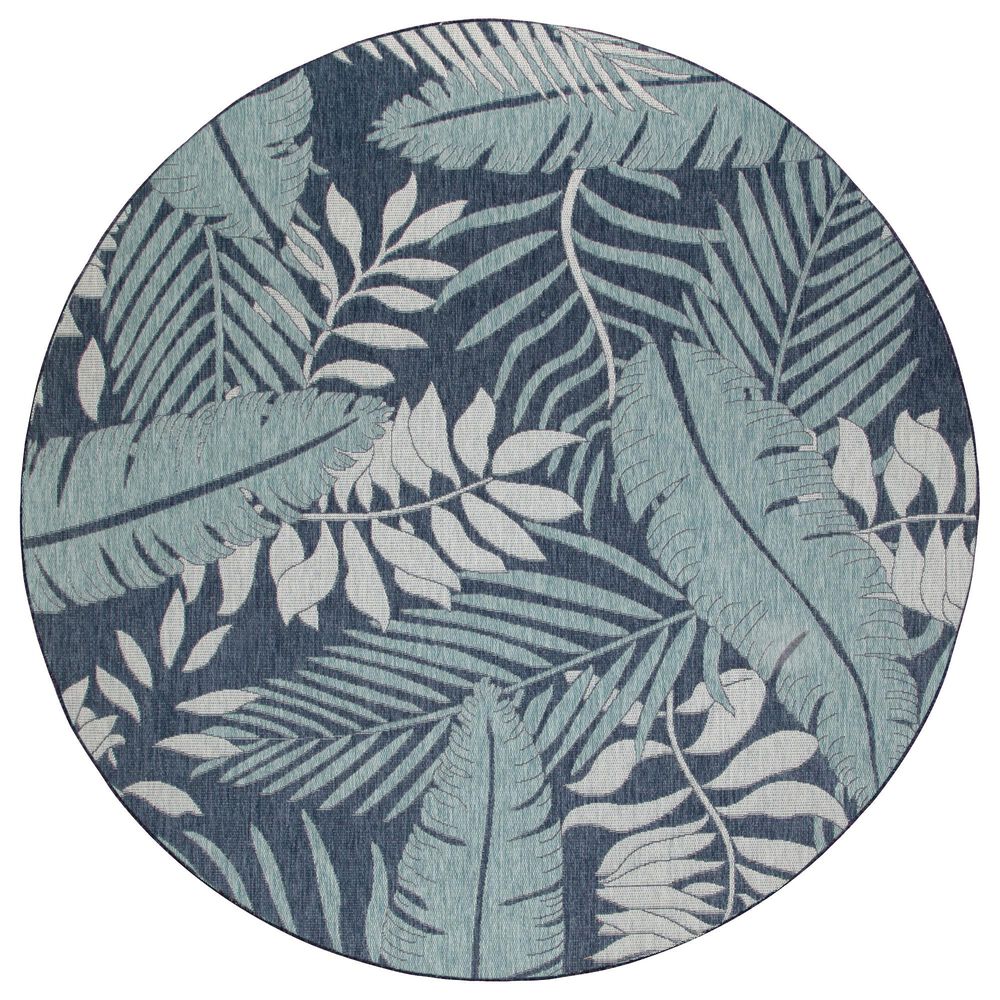 Nourison Garden Oasis GOA02 Navy 4&#39; Round Indoor/Outdoor Area Rug, , large
