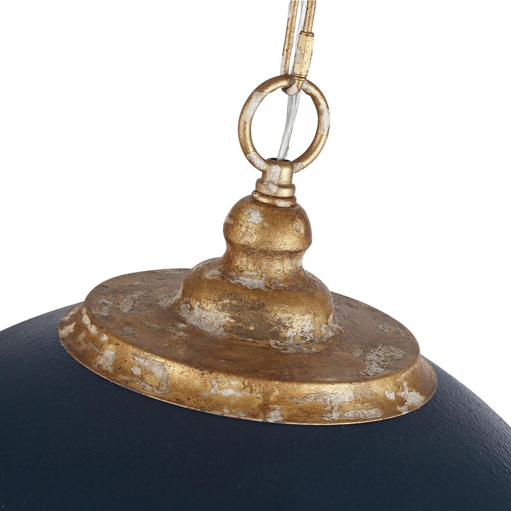 Golden Lighting Alison 5-Light Pendant with Antique Matte Navy Shade in Vintage Gold, , large