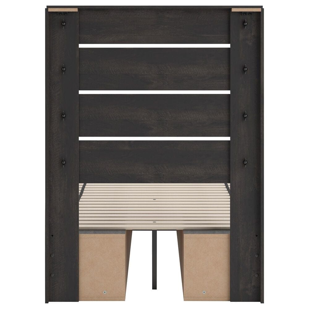 Ashley Hollivern Twin Panel Bed with Storage in Dark Gray, , large