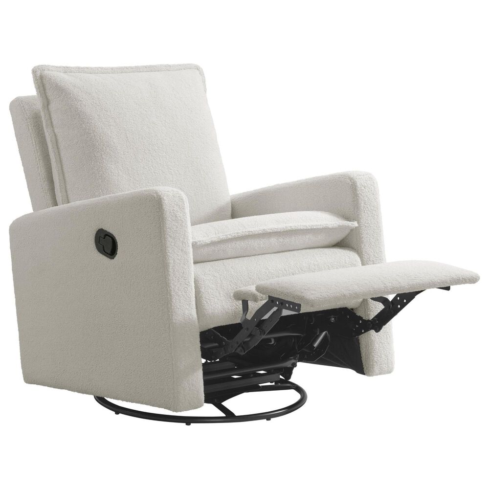 M Design Village Uptown Swivel Push Back Rocker Recliner in Boucle White, , large