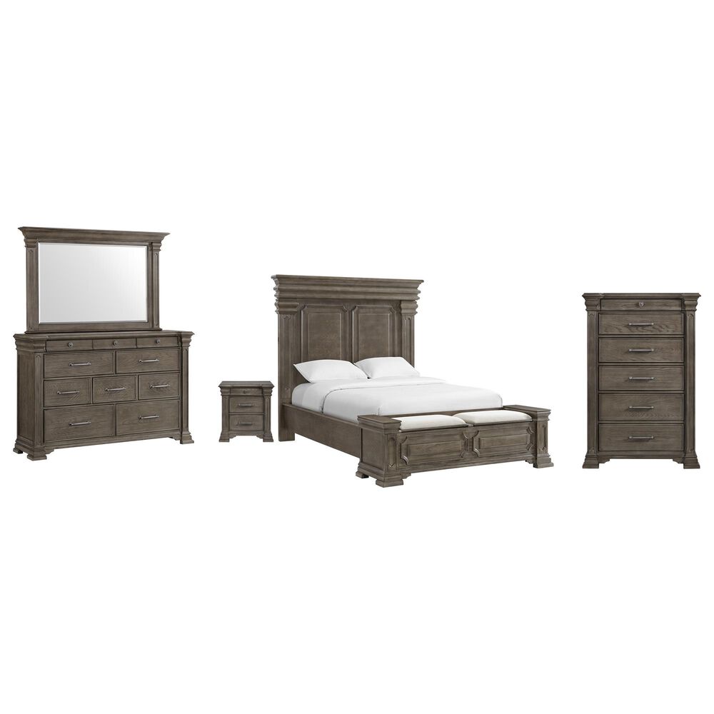 Mayberry Hill Kings Court 5 Piece Queen Storage Bedroom Set in Grey, , large