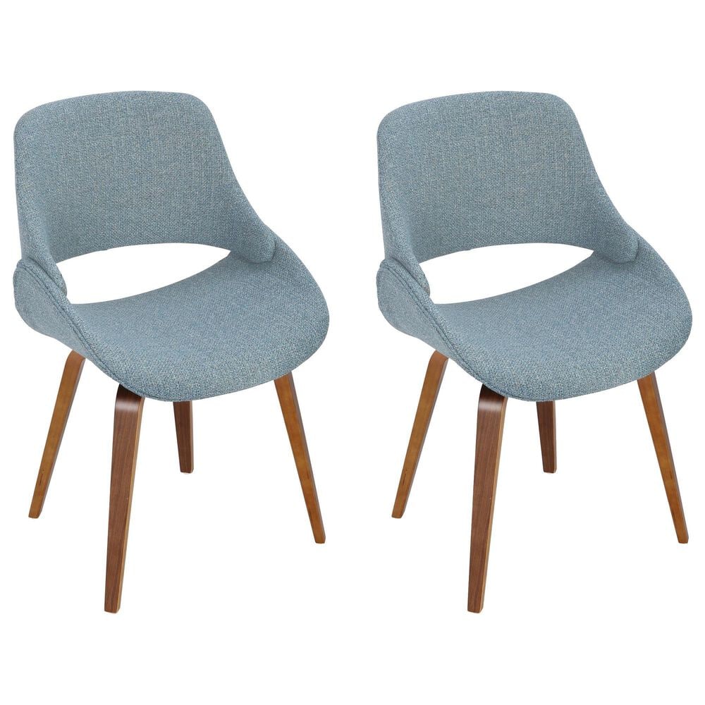LumiSource Fabrico Side Chair with Blue Cushion in Walnut (Set of 2), , large