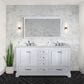 Lexora Home Dukes 60" Double Bathroom Vanity in White with 2 cm White Carrara Marble Top and Rectangular Sinks, , large
