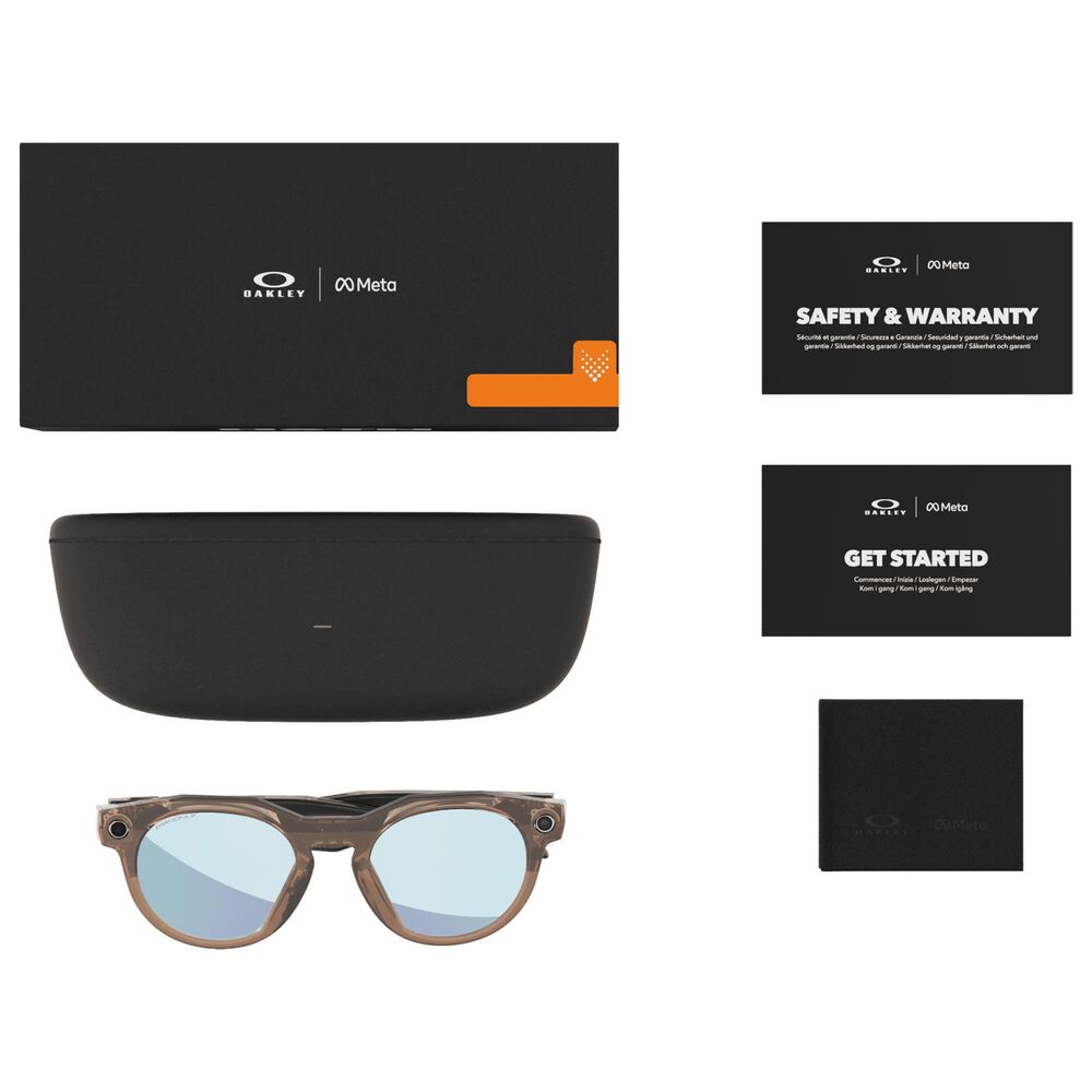 Oakley Sunglasses Meta HSTN Sunglasses with Prizm Deep Water Polarized Lenses in Smoke Brown, , large