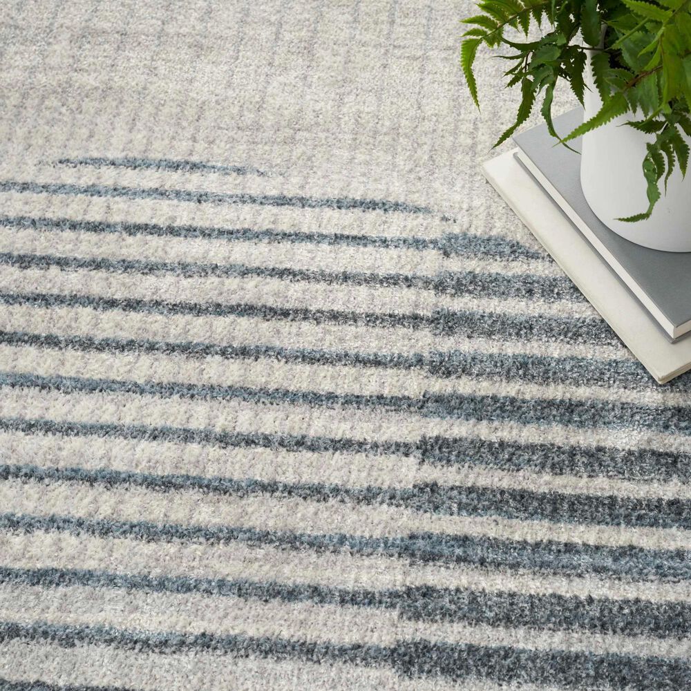 Nourison Astra Machine Washable ASW03 4&#39; x 6&#39; Ivory and Blue Area Rug, , large