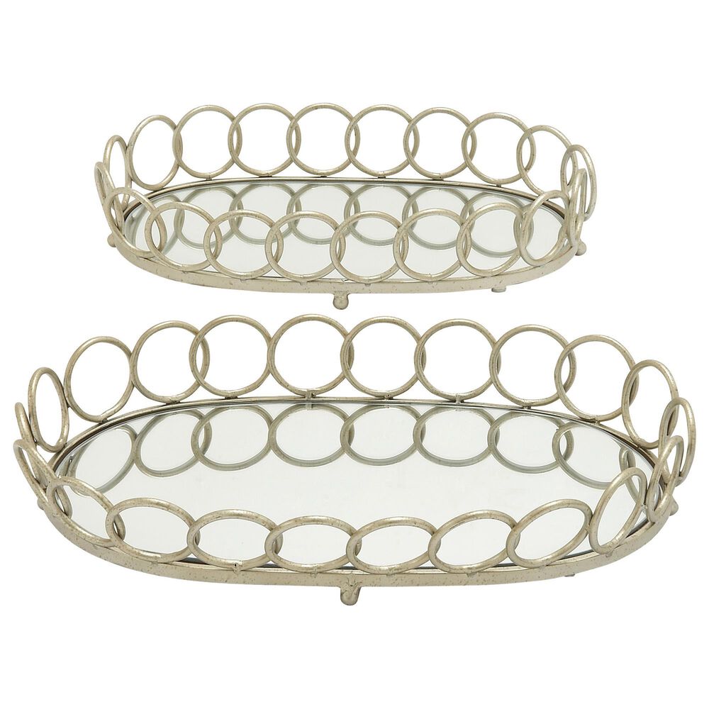 Maple and Jade Glam Tray in Silver (Set of 2), , large