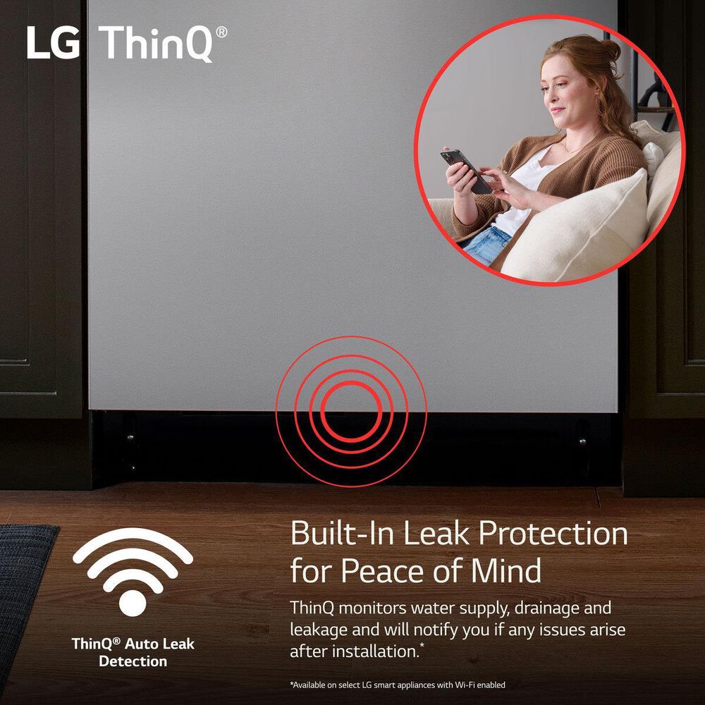 LG 24&quot; Fully Integrated Towel Bar Handle Smart Built-In Dishwasher in PrintProof Stainless Steel, , large