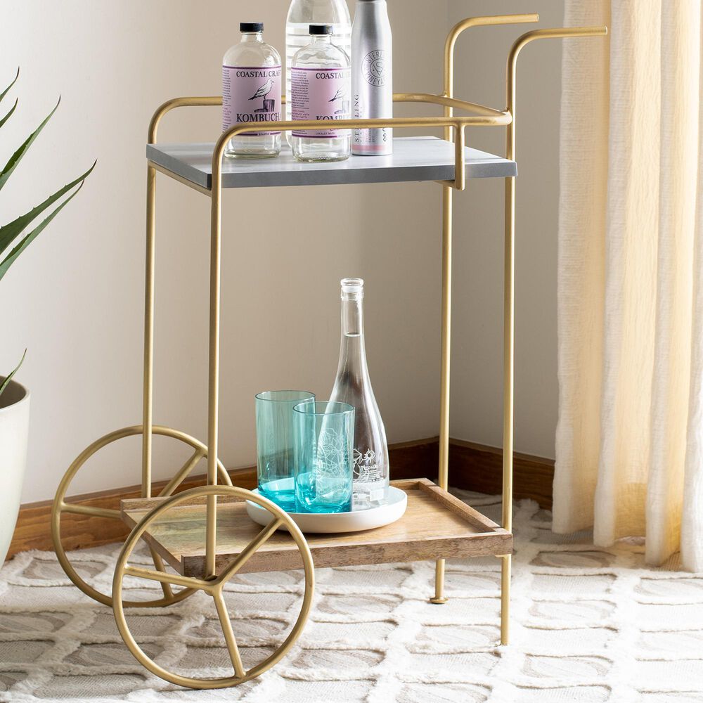 Safavieh Harper 2-Tier Bar Cart in Brass , , large