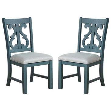 Furniture of America Gross Dining Chair in Antique Blue (Set of 2), , large