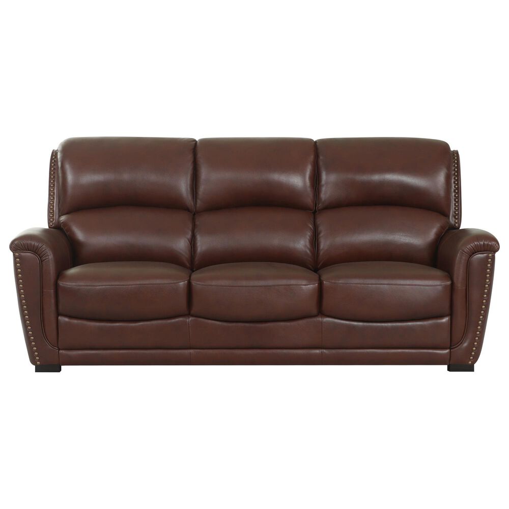 Chateau d'Ax Stationary Leather Sofa and Recliner Set in Red Brown, , large
