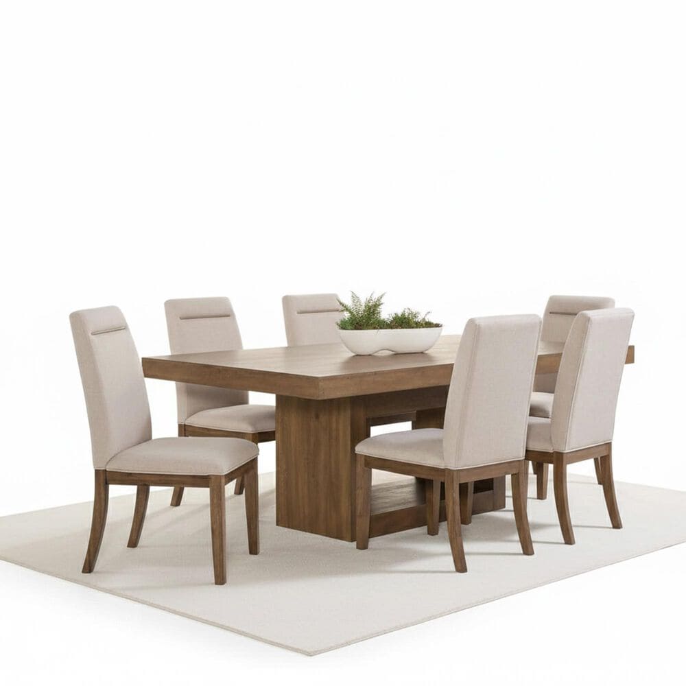 Crystal City Garland 7-Piece Rectangular Dining Set in Toffee, , large