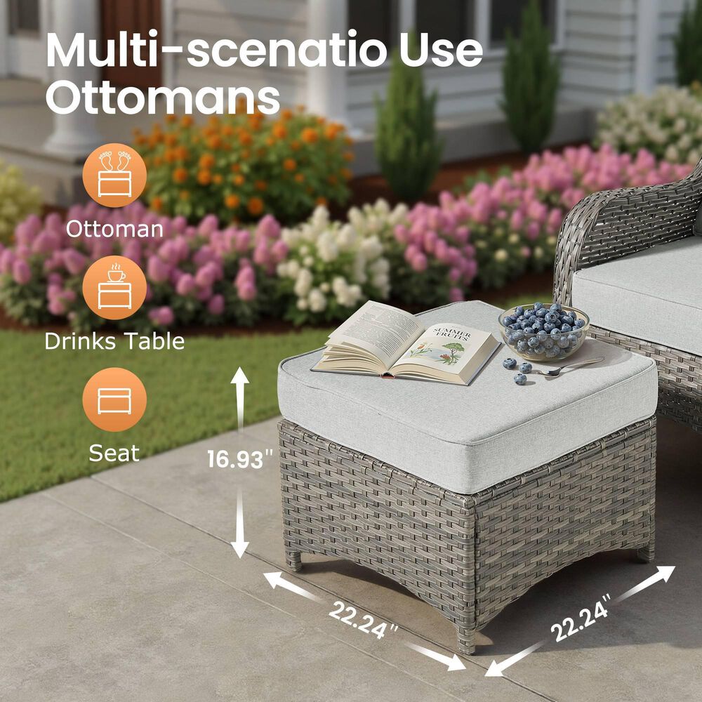HOMLUX 7-Piece Wicker Patio Sofa Set in Grey, , large