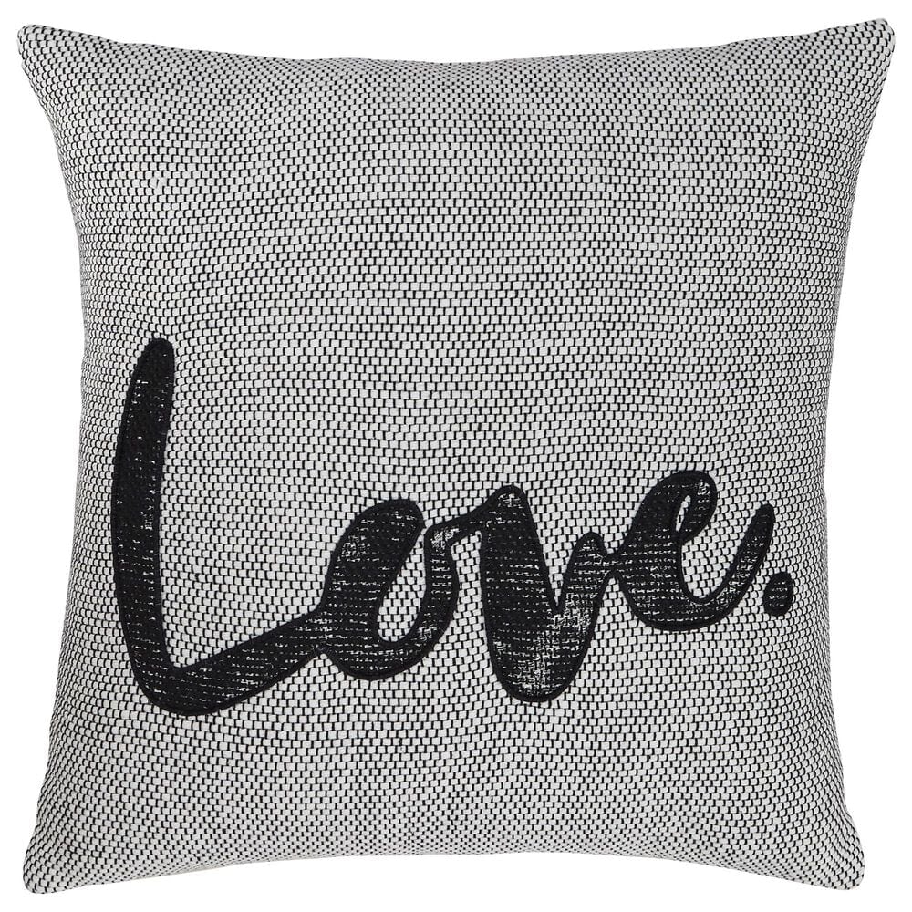 Signature Design by Ashley Mattia Love 18" x 18" Throw Pillow in White and Black, , large
