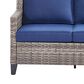 Hearth and Haven Outdoor Sofa with Cushions and Gray Wicker in Blue, , large