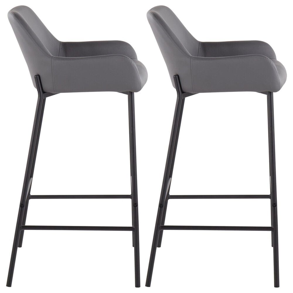 LumiSource Daniella Bar Stool with Grey Upholstery in Black (Set of 2), , large