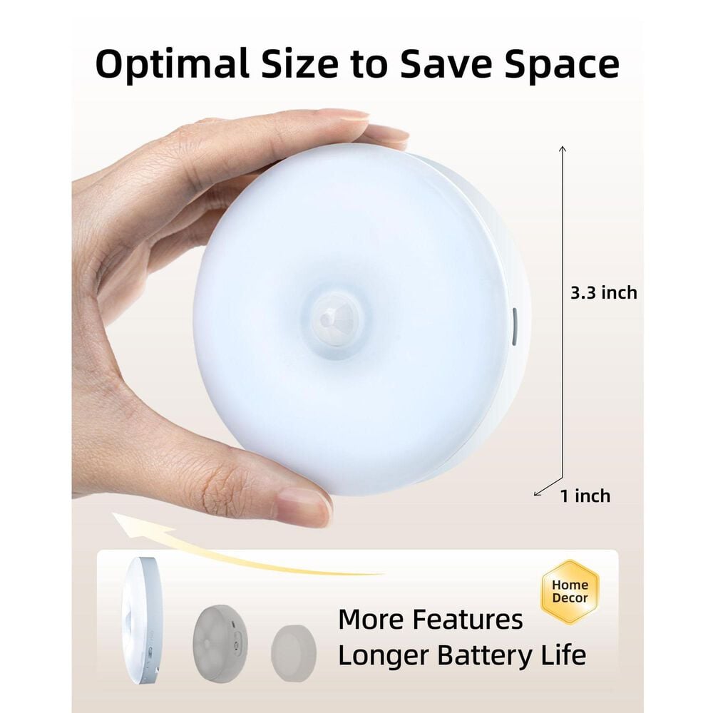 HOMLUX Motion Sensor Puck Light in White (Set of 6), , large