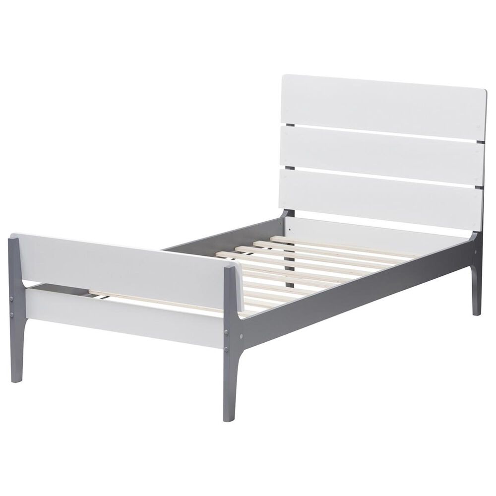 Baxton Studio Nereida Twin Platform Bed in White/Grey, , large