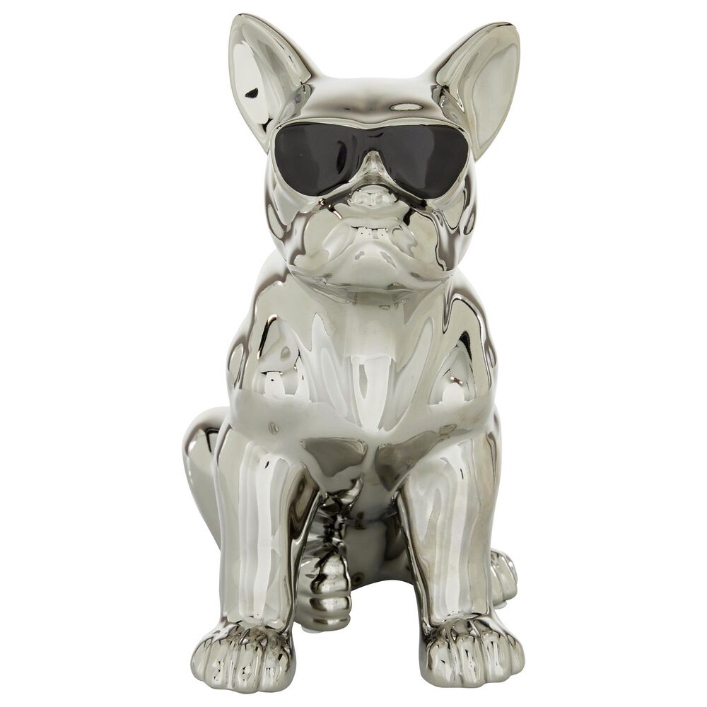 CosmoLiving by Cosmopolitan 12&quot; Dog Sculpture in Silver, , large