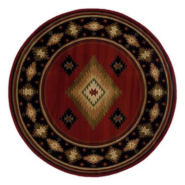 Oriental Weavers Hudson 87K 7"8" Round Red Area Rug, , large