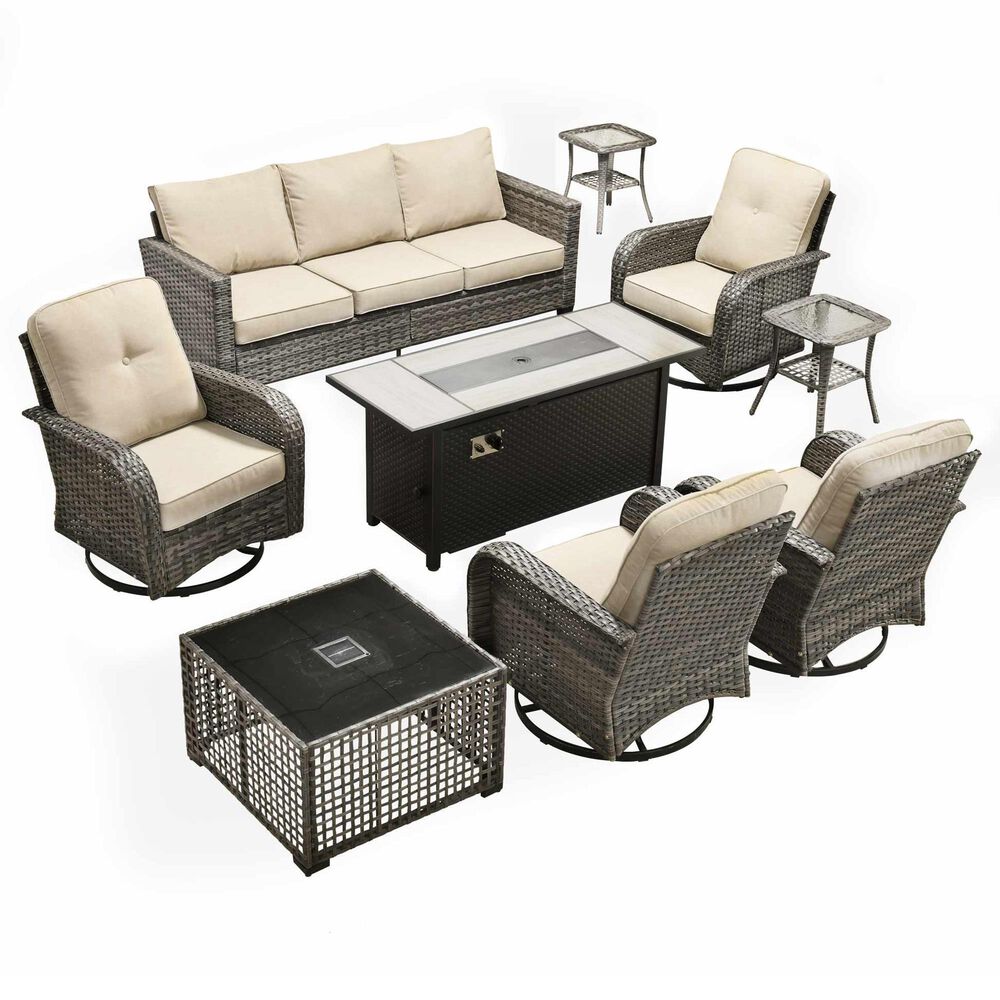 HOMLUX 9-Piece Outdoor Conversation Set in Beige, , large