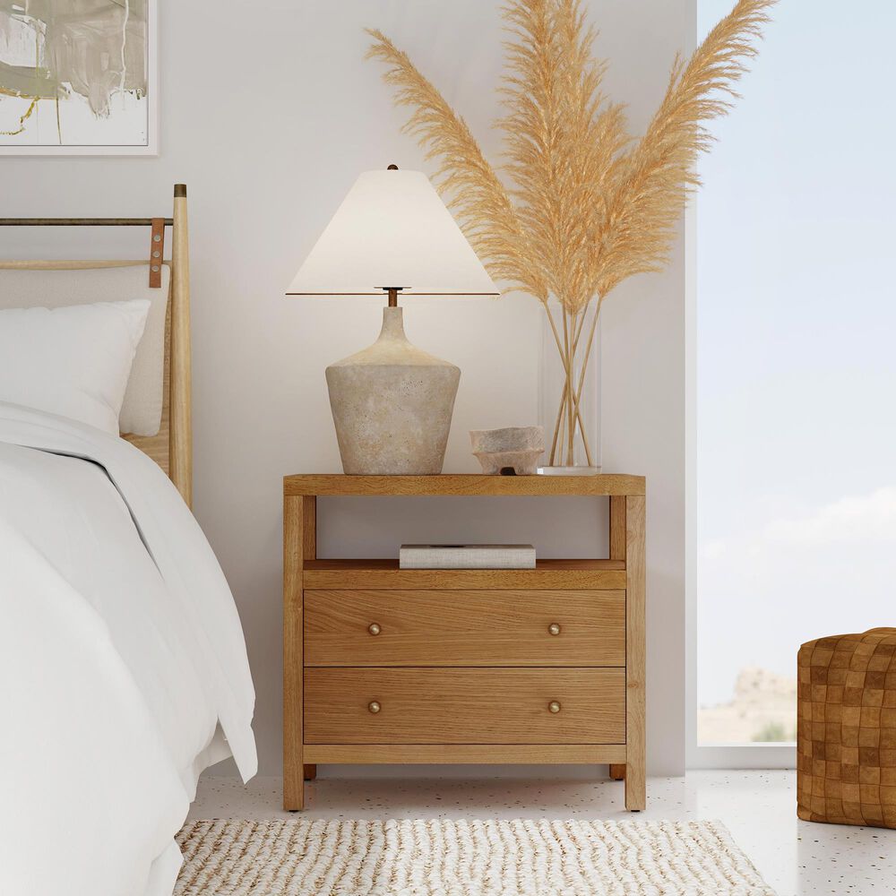 Butler Specialty Company Nora 2-Drawer Wide Nightstand with Open Shelf in Light Natural Brown, , large