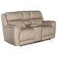 HomeStretch Tuscany Leather Power Reclining Console Loveseat in Stonewash, , large