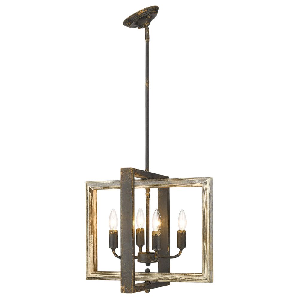 Golden Lighting Harvey 4-Light Pendant in Antique Black Iron, , large