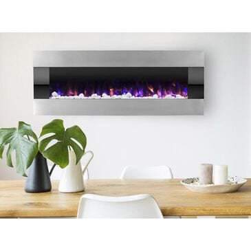 Timberlake Northwest 54" Fire Ice Wall Mount Electric Fireplace in Stainless Steel, , large