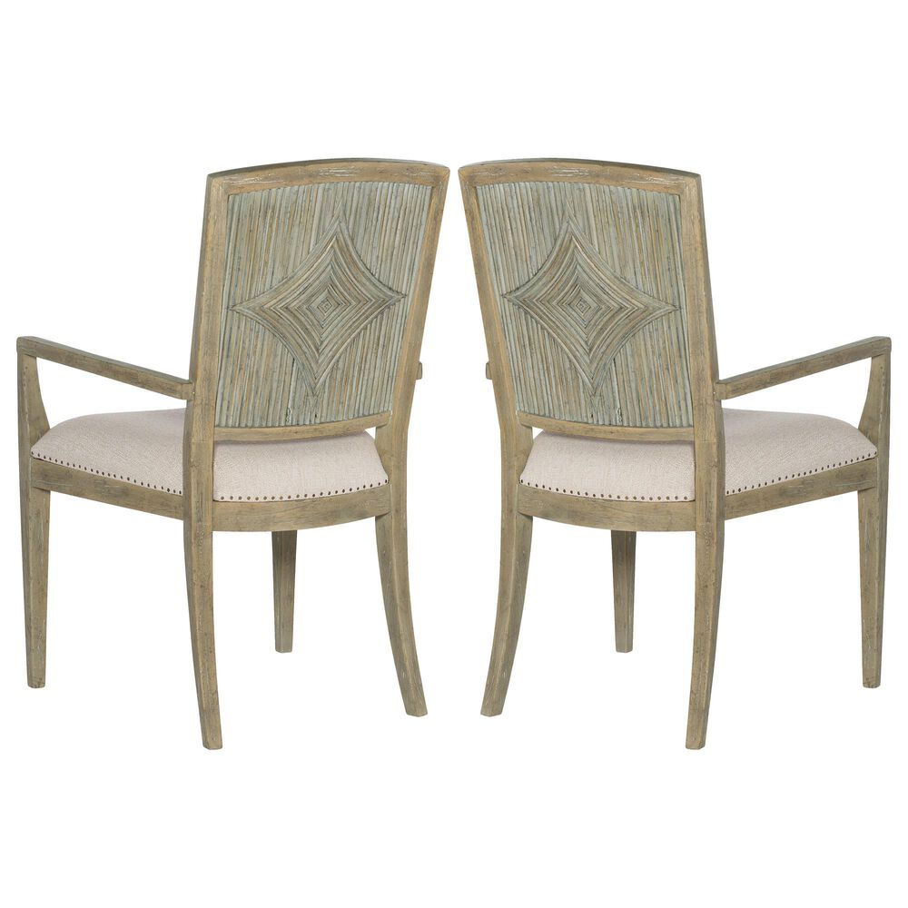Hooker Furniture Surfrider Carved Back Arm Chair with Beige Cushion in Driftwood &#40;Set of 2&#41;, , large