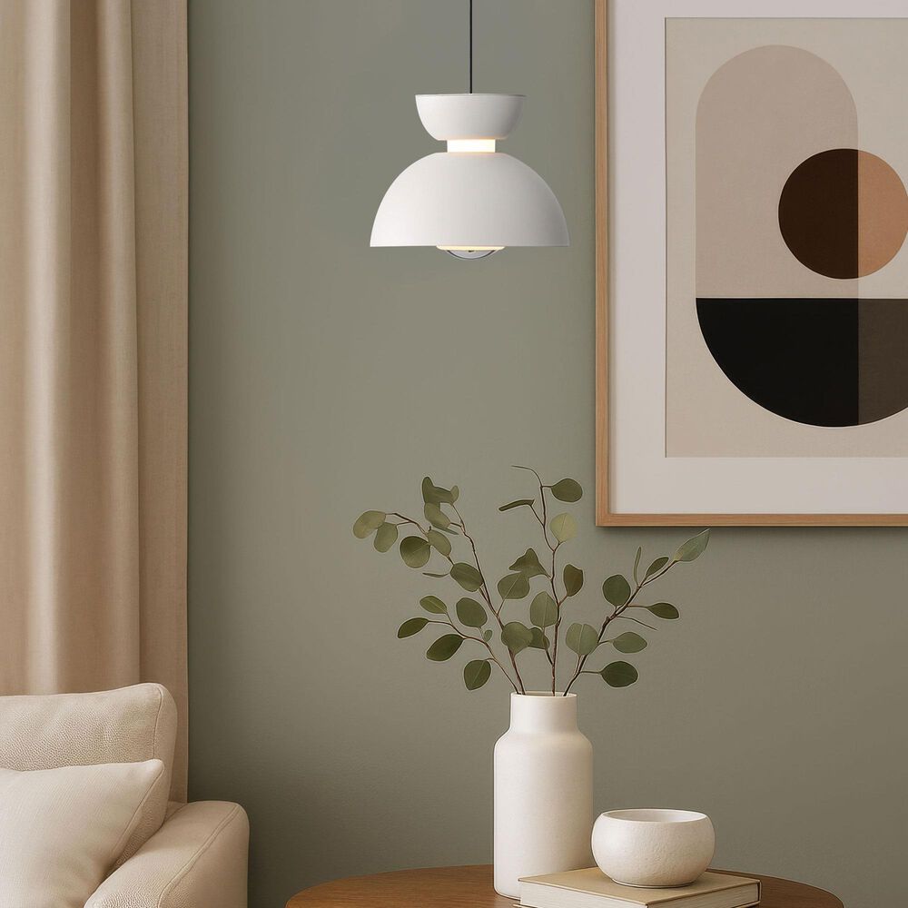 Golden Lighting Vintra LED 1-Light Pendant in Sand White with Chrome, , large