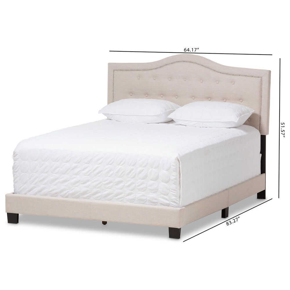 Baxton Studio Emerson King Upholstered Panel Bed in Light Beige, , large