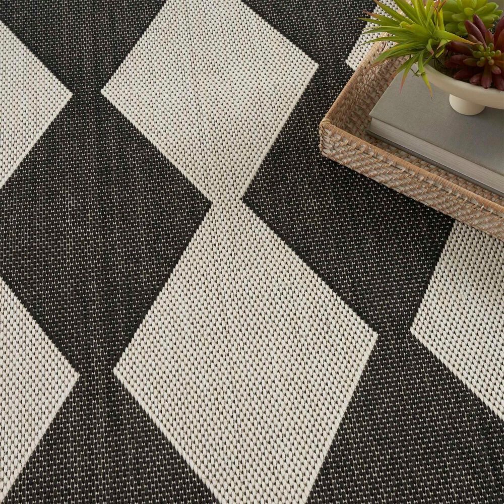Nourison Positano Geometric Black 9&#39; x 12&#39; Indoor/Outdoor Area Rug, , large