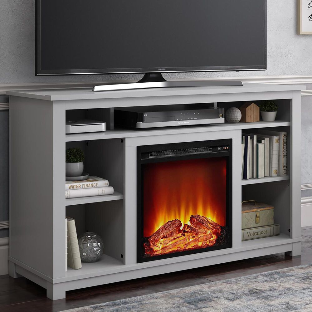 DHP Rossi TV Stand with Electric Fireplace in Dove Gray | NFM