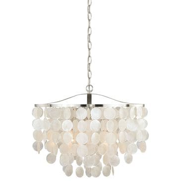 Vaxcel Elsa 3-Light Coastal Capiz Shell Waterfall Pendant in Satin Nickel, , large