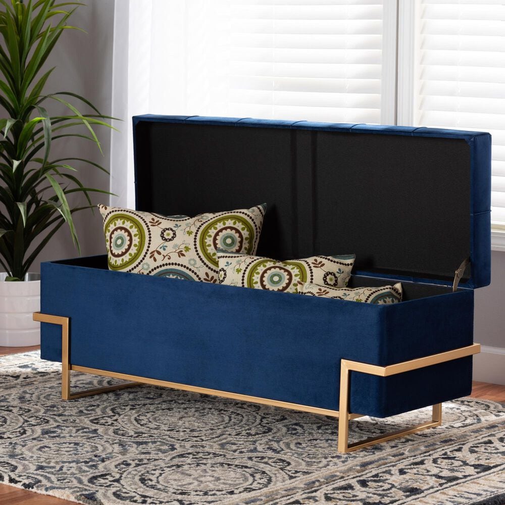 Baxton Studio Parker Storage Ottoman in Navy Blue, , large