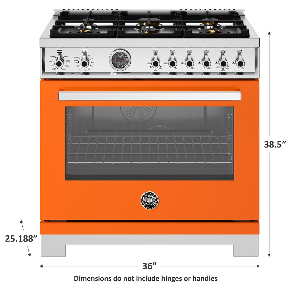 Bertazzoni Professional 5.7 Cu. Ft. Freestanding Dual Fuel Range in Arancio, , large