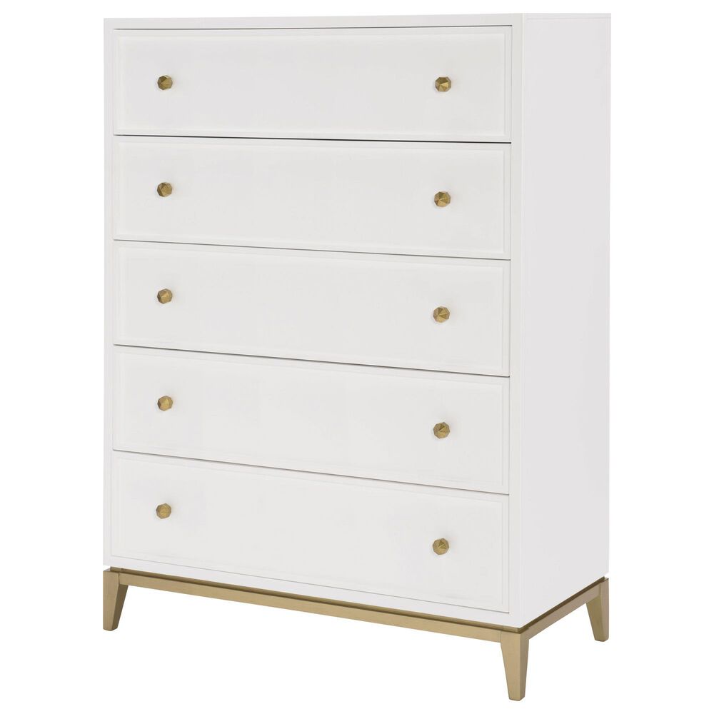 Legacy Classic Chelsea 5-Drawer Chest in White and Gold, , large