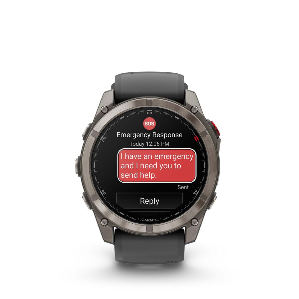 Garmin Fenix 8 Pro Sapphire AMOLED Smartwatch 51mm Titanium Case with Graphite Black Silicone Band, , large