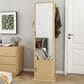 GigaCloud Rotating Jewelry Cabinet with Full-length Mirror, Coat Rack and Shelves in Walnut, , large