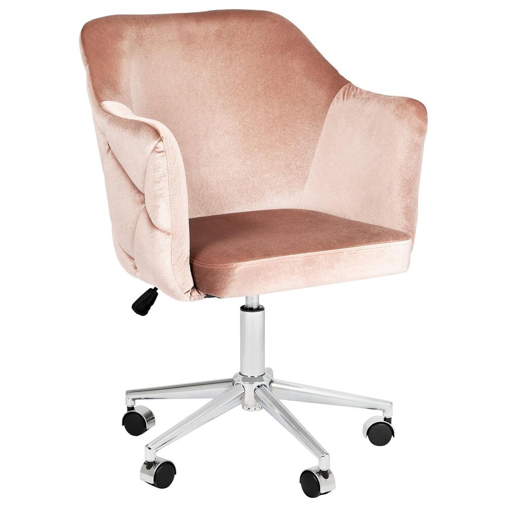 Impressions Vanity Pearl Tufted Vanity Chair with Pink Cushion in Silver, , large