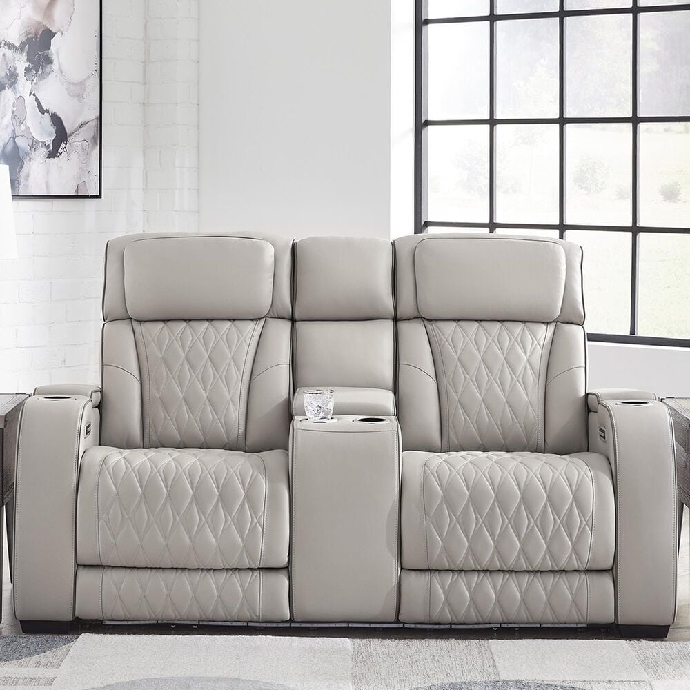 Ashley Boyington Power Reclining Loveseat with Console in Gray, , large