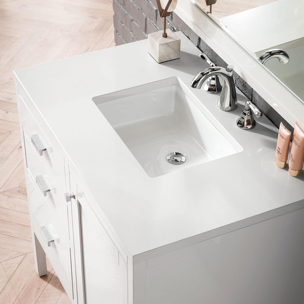 James Martin Vanities Addison 36" Single Vanity Cabinet in Glossy White with 3 cm White Zeus Quartz Top and Rectangular Sink, , large