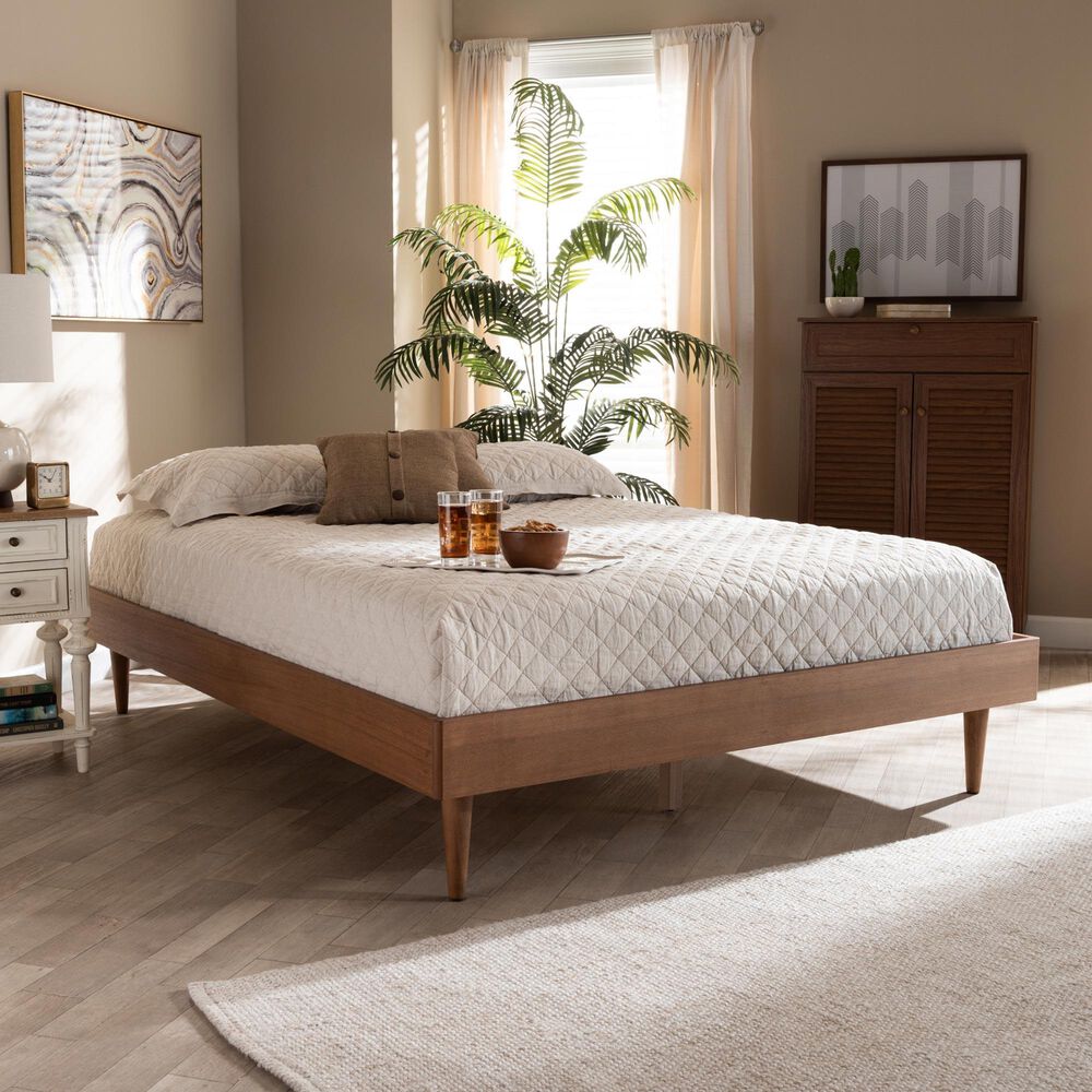 Baxton Studio Rina King Platform Bed Frame in Ash Walnut, , large