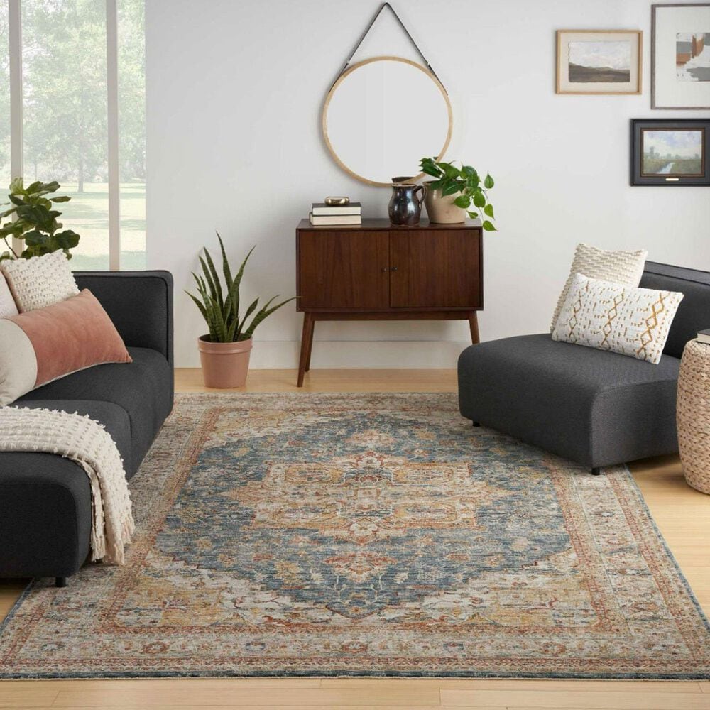 Nourison Sahar 7&#39;10&quot; x 10&#39;4&quot; Ivory and Blue Area Rug, , large