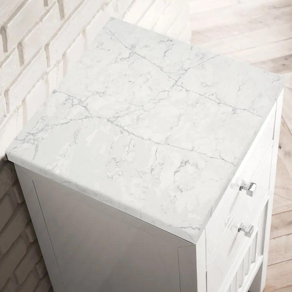 James Martin Vanities Athens 15" Right Single Bathroom Vanity in Glossy White with 3 cm Eternal Jasmine Pearl Quartz Top and Rectangle Sink, , large