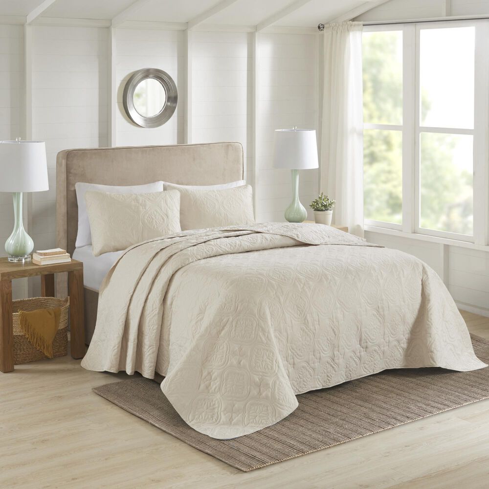 Hampton Park Oakley 3Piece Full/Queen Bedspread in Cream NFM